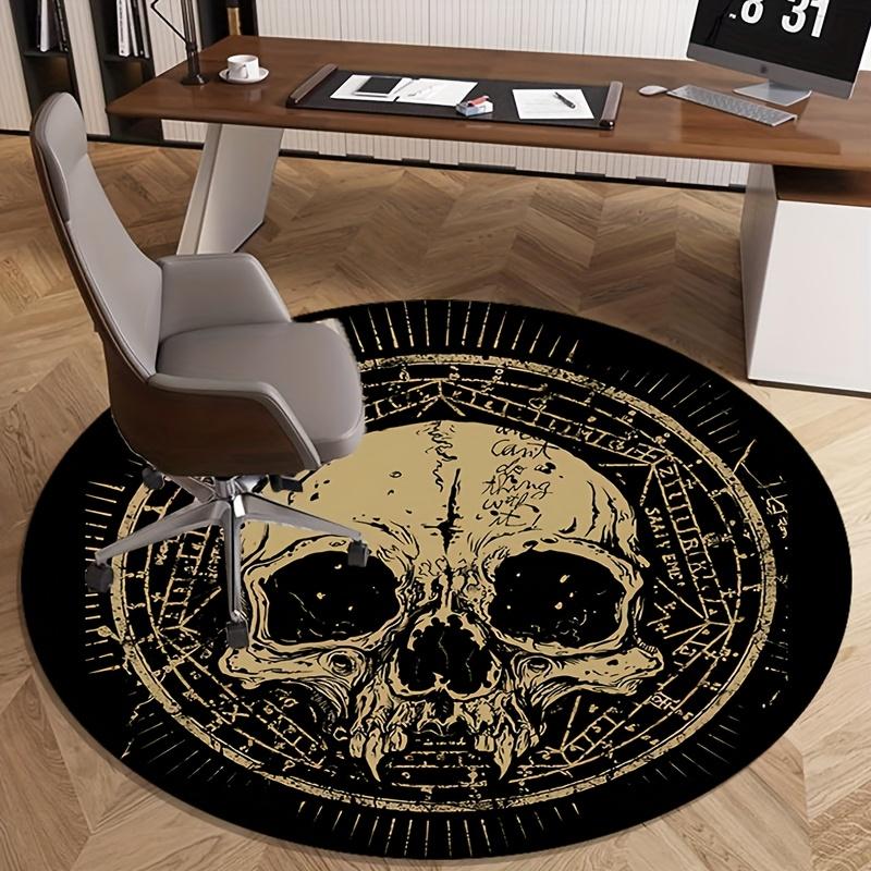 Skull Pentagram Gothic Round Crystal Velvet Rug Dark Mystical Design Bedroom Living Room Decor Antique Symbolic Floor Mat Carpet