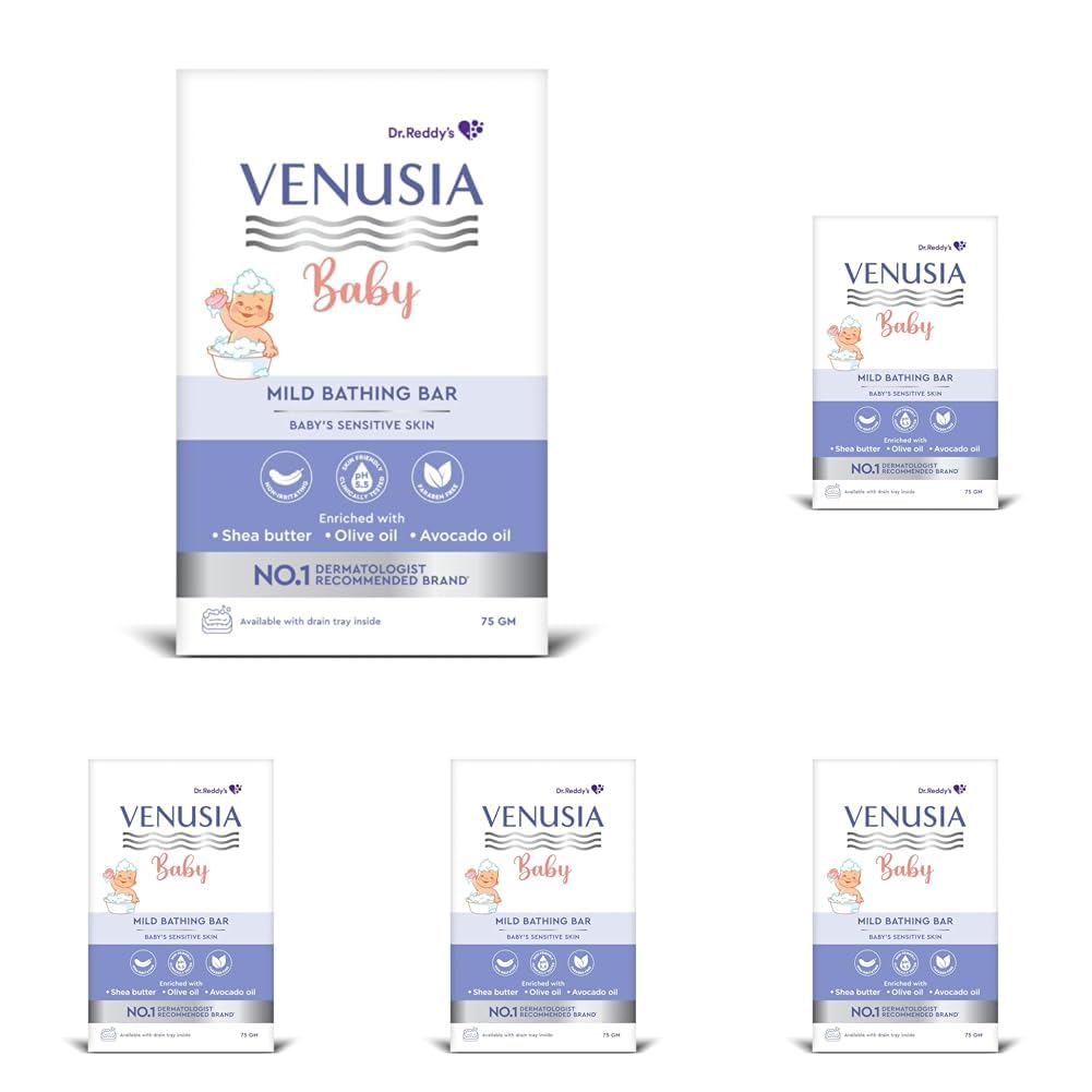 

Venusia Baby Mild Bathing Bar 75g Pack of 5 | Gentle pH 5.5 Soap-Free Baby Cleanser | Non-Irritating, Paraben-Free