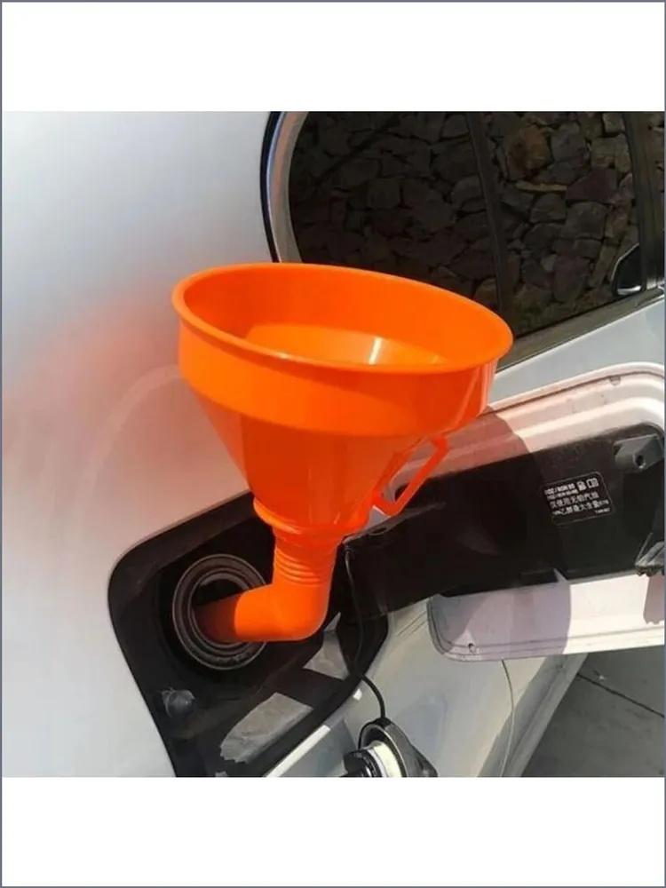 Plastic Fuel Funnel with Bent Spout and Built-in Filter Suitable for Hands-Free Refueling and Liquid Transfer Applications
