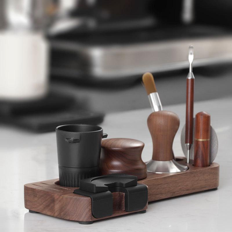 Coffee Tamper Mat Station Stand Portafilter Holder Support Base Rack Walnut Wood for 51/54/58MM Espresso Accessories Coffeeware