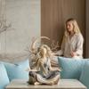 Accenti Minimalisti per Interni Statua in Resina Dea della Luna Meditazione, Statuetta Yoga Zen, Elegante Ornamento Unico in Argilla per Scrivania per la Casa