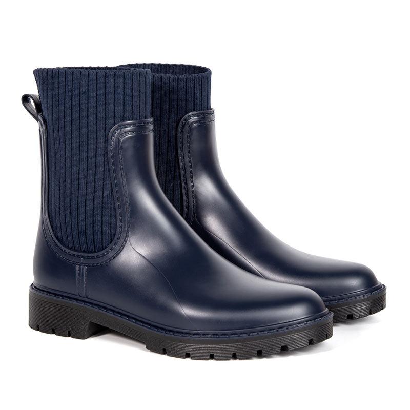 Rain shoes women's velvet adult women's rain boots women's outer wear water boots women's fashion medium rain boots small fragrant boots non-slip
