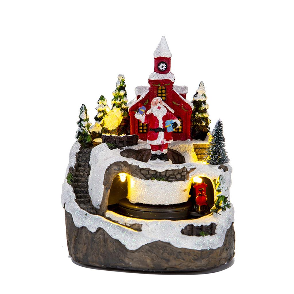 Christmas Glowing Snow House Figurine Rotatable Music Villages Sculpture for Home Bar Shop Decoration Gift Dropshipping