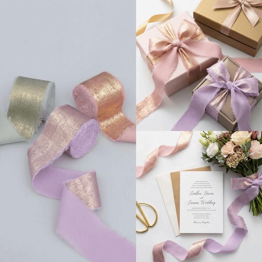4cm Width Glitter Chiffon Ribbon 5m Length Elegant Silk Frayed Ribbon Decorative Ribbon Luxury Frayed Ribbon Bridal Shower