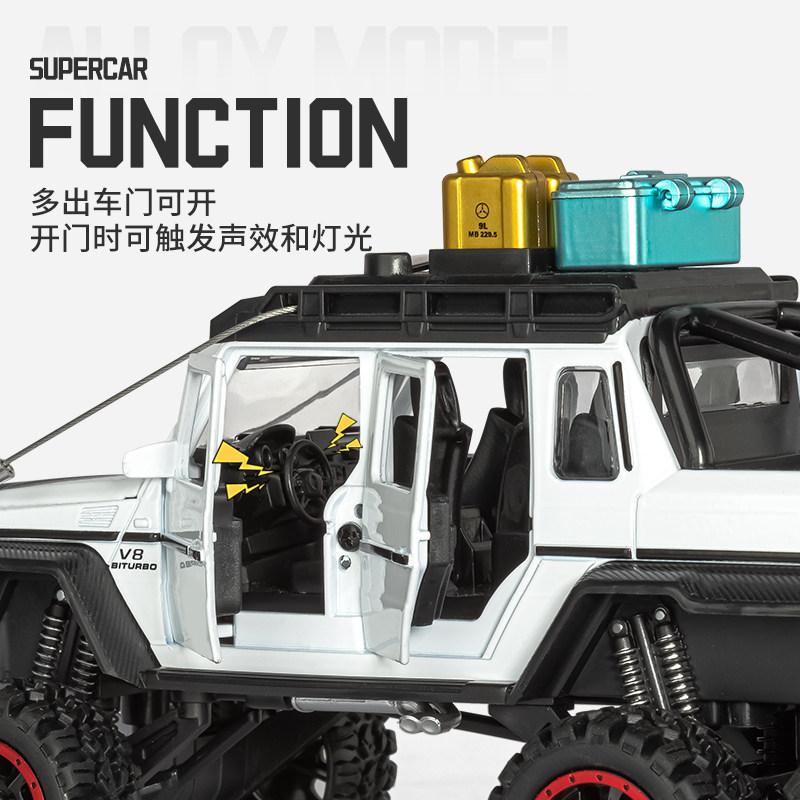 1:28 Mercedes Benz G63 AMG 6×6 Off Road Pickup Truck Alloy Metal Diecast Model Car Sound And Light Pull Back Children's Toy Gift