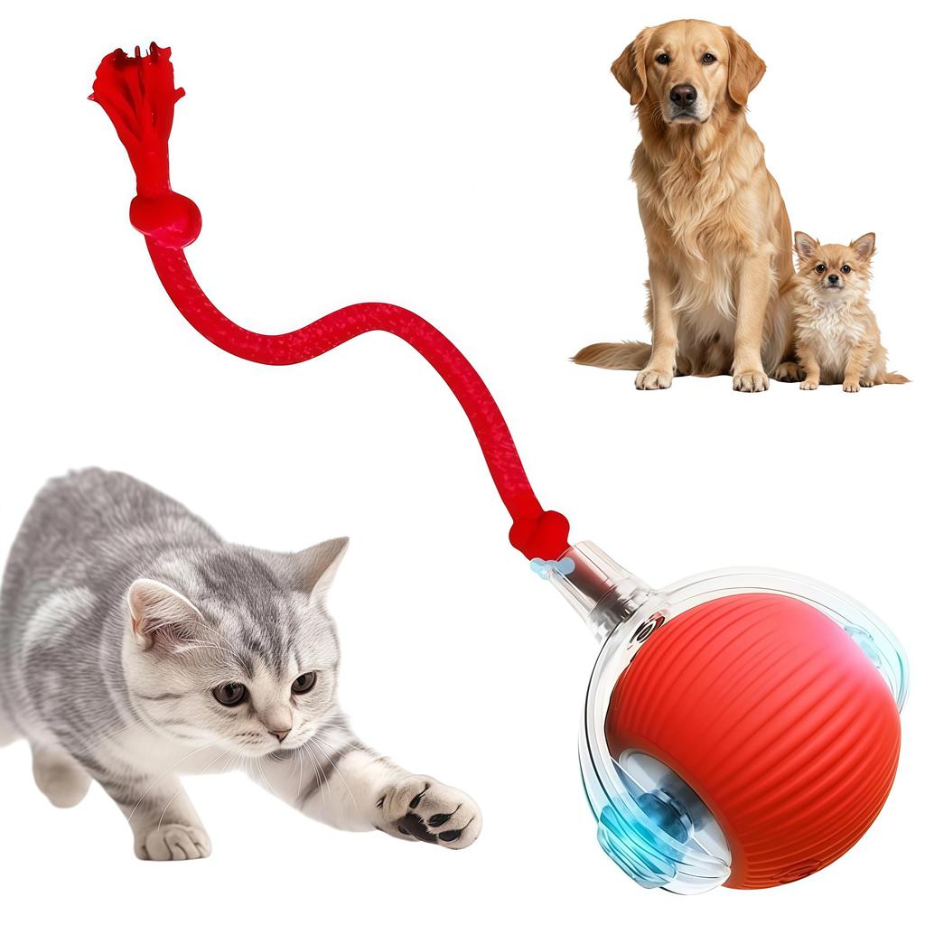 Interactive Cat Toys for Indoor Cats - Motion Activated Cat Balls with 360° - Kitten Toys To Relieve Boredom for Bored Kitten Pet Cats Dogs (Red)