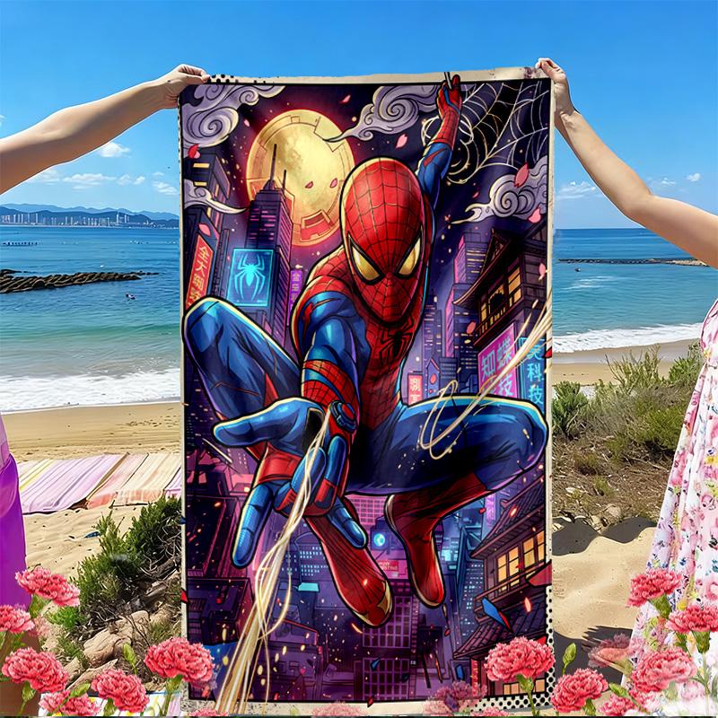 SpiderMan Print Beach Towel, Versatile Lightweight Absorbent Beach Towel for Pool Surf Yoga Bathroom, Perfect Birthday Holiday Gift