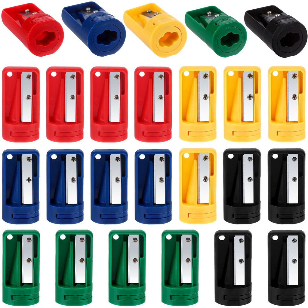 20 Pack Carpenter Pencil Sharpener Colourful Manual Portable Woodwork Pencil Cutterfor Woodworking Travel School Office, 5 Color