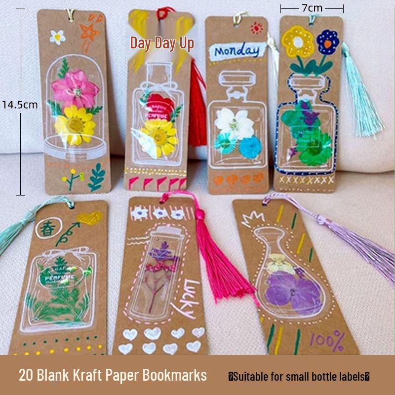Handmade Resin Pressed Flower Bookmark DIY Kit: Transparent Specimen Stickers & Dried Flowers for Students