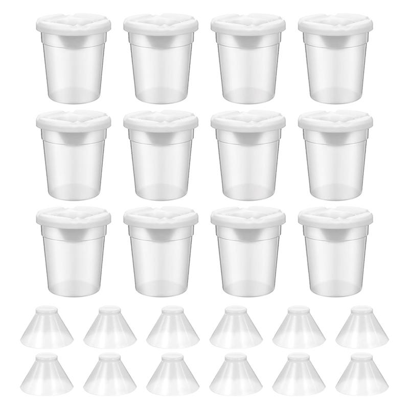 24 Packs Paint Cups With Lids For Kids No Spill Learning Color Cups Reusable Paint Containers With Lids For Young Artist