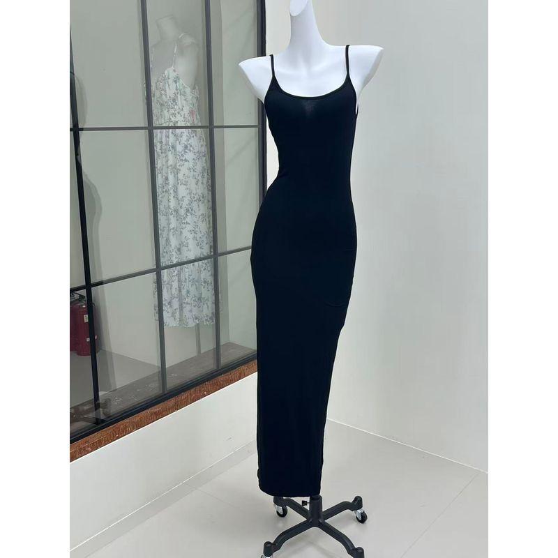 Kardashian European and American Tight Sheath Slim fit Modal Cotton Basic All-Match Suspender Skirt Dress Long dress