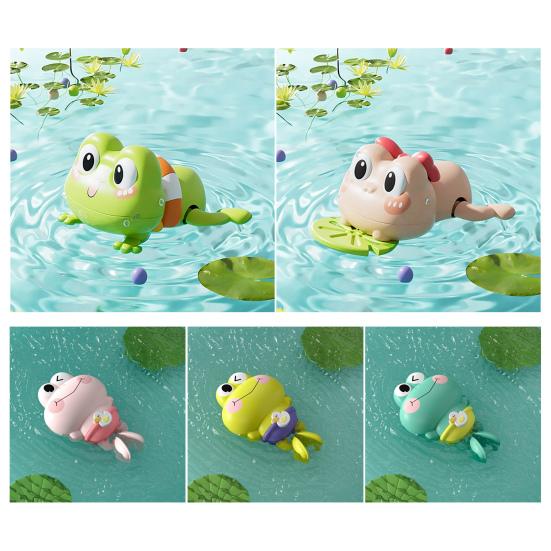 Wind-Up Frog Bath Toy Cute Swimming Frog Baby Bath Toy Kids Fun Water Play Toy for Bathroom Swimming Pool