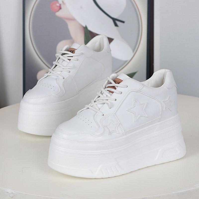 Fashion Women 12 CM Platform Sneakers Casual Outdoor Simple Design Skateboard Comfortable Lace Up Sneakers High Quality Sport Shoes