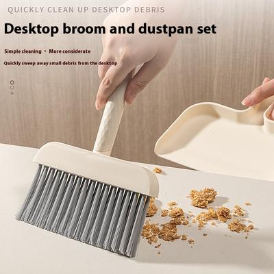 Ensemble Mini Balayette et Pelle de Bureau Créatif - Brosse pour Fentes de Rebord de Fenêtre, Brosse pour Clavier d'Ordinateur, Outil de Nettoyage pour Hamster et Autres Petits Animaux
