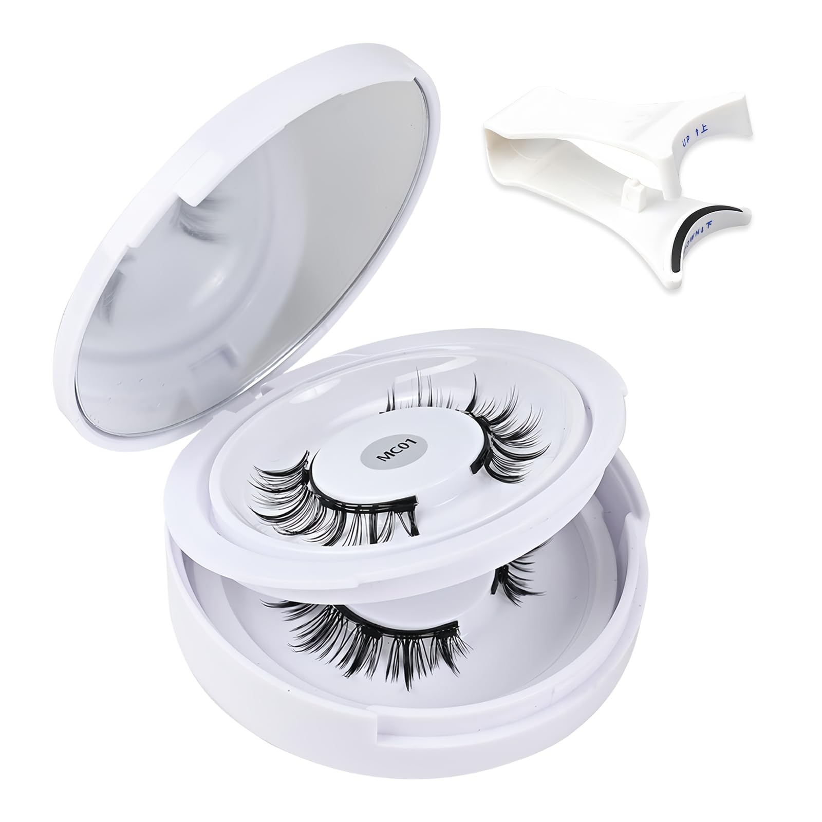 

Coollooda Magnetic Eyelashes (2 Pairs Set) - Natural-looking 3D False Eyelashes with Clips, Storage Box, Black Natural Shank, No Adhesive Required,
