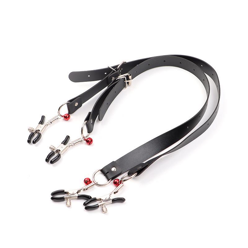 Adjustable Labia Spreader Straps with Clamps Breast Nipple Clip Vagina Stimulator BDSM Adult Bondage Restraints Couples Sex Toys