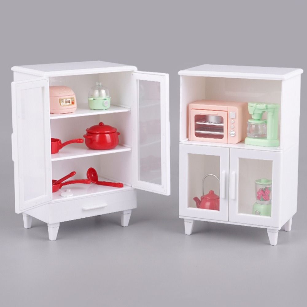 Mini Furniture Dollhouse Cupboard Pretend Play Doll Display Cabinet  Doll House Accessories