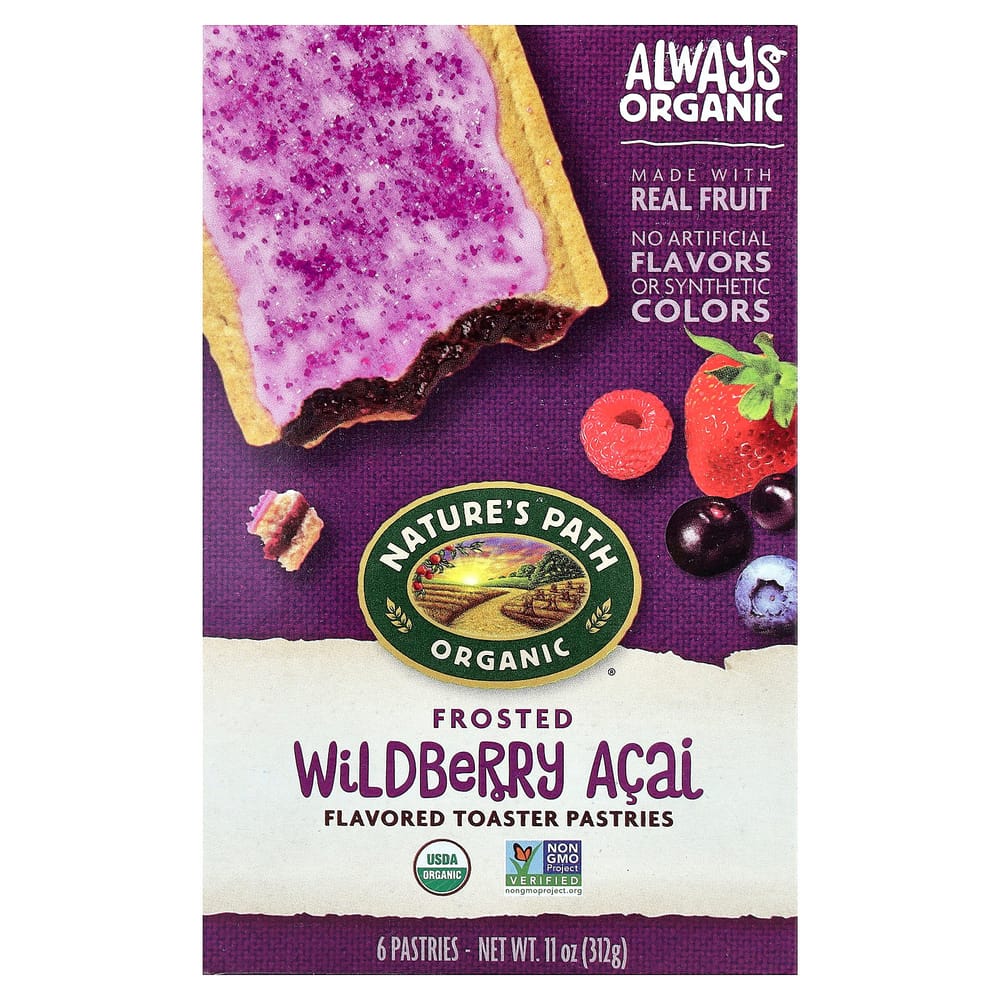 Nature s Path Frosted Wildberry Acai Toaster Pastries, 6 Count (52g each)