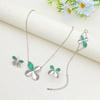 Flora Romantic Sparkling Four Leaf Clover Zircon Set Copper Women's Jewelry Anniversary Dating Earrings Necklace Ring Bracelet