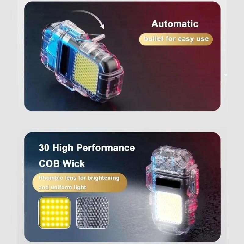 Linterna recargable de venta caliente luz de trabajo COB multifuncional mini linterna LED luz llavero encendedor de cigarrillos