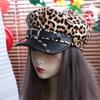 Punk Rivet Leopard Hat Harajuku Flat Top Cap Retro Y2k Beret Hat  for Girls