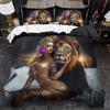 1 Set Lion and Beauty Theme Duvet Cover Set - 2/3pcs, Soft Breathable Polyester Bedding with Cartoon Print, Digital Printed