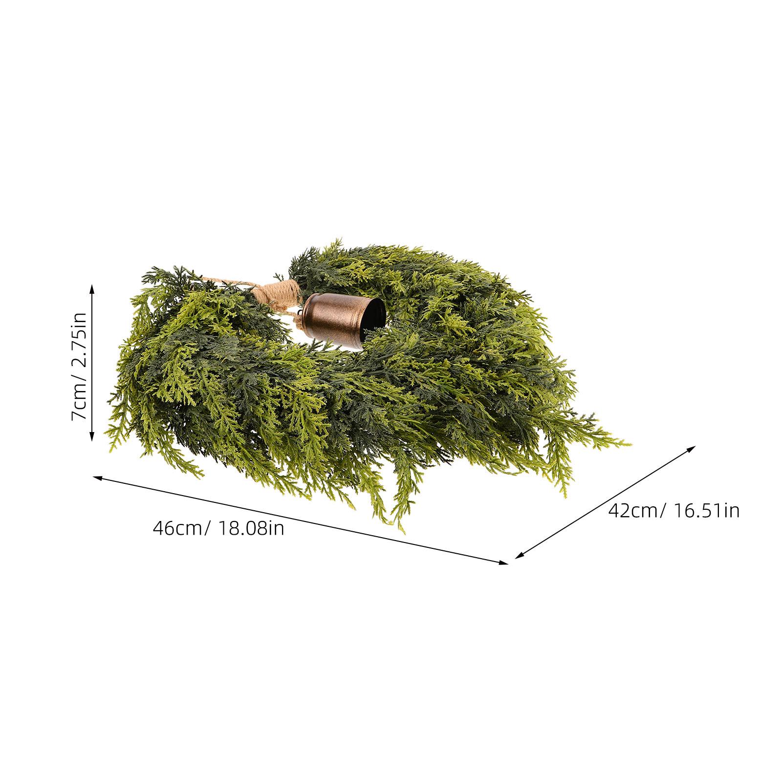 

Reusable Heart Christmas Wreath Faux Cedar Greenery Jingle Bell Home Decor for Front Door Porch Fireplace Wall Hanging Display зелений
