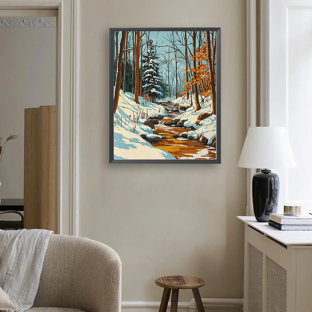 Winter Forest DIY No Frame Acrylic Paint-By-Number Kit 40*50cm Acrylic Paint By Numbers Kit On Canvas for Beginner Wall Decor