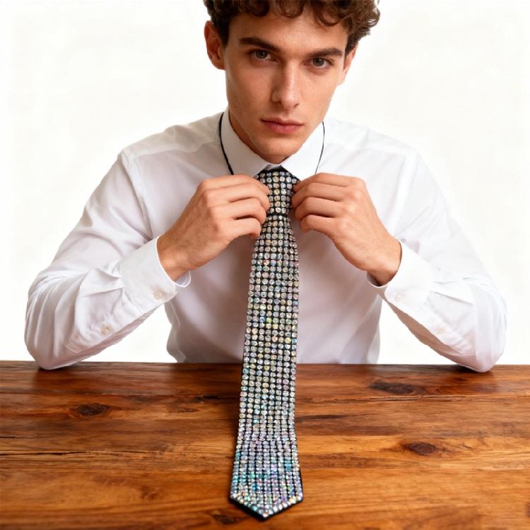 Sparkling Neck Tie For Women Men Comfortable Shining Neckpiece For Night Club Wear And Stage Show Dressingup Props