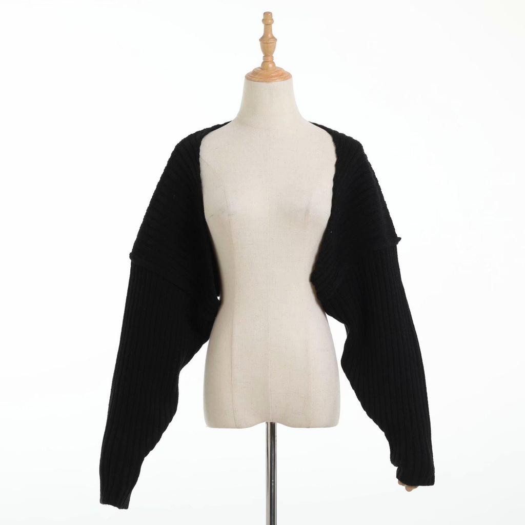 Trendy Autumn/Winter Women's Knit Shawl: Hand-knit Colorblock Batwing Sleeve Sweater Vest