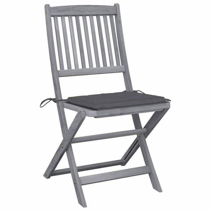 VidaXL Set of 2 Outdoor Folding Chairs with Cushions, Patio Seats, Dining Chairs, Patio Furniture 3064536