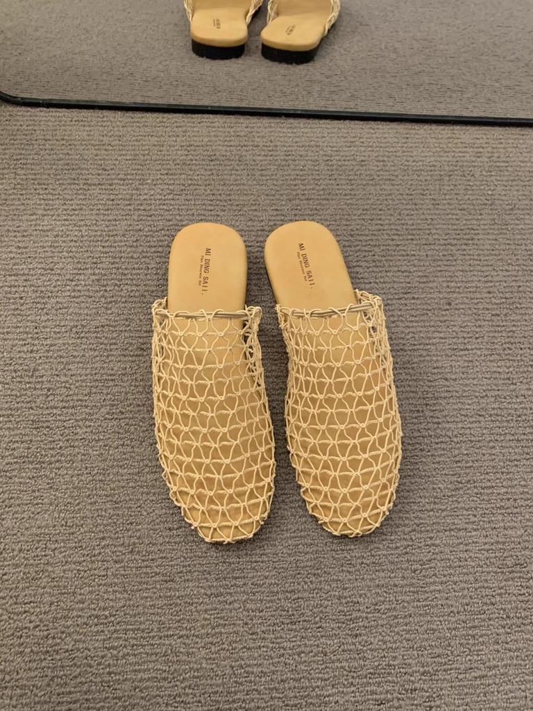 French Niche Fishing Net Bag Head Half Slippers Women's Summer Wear Cool Slippers 2025 New with Skirt Hole Fisherman Shoes