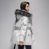 Yiliteng Women's Mid-Length Hooded Down Jacket with Raccoon Fur Trim