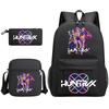 Cartoon Print School Backpack Set Teens Shoulder Bag Pencil Case Bookbag Oxford Fabric Ergonomic Straps