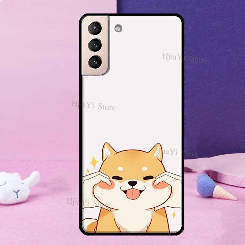 Cute Shiba Inu Phone Case For Samsung Galaxy S21 Ultra S8 S9 S10 S22 Plus Note 10 20 Ultra S20 FE Cover