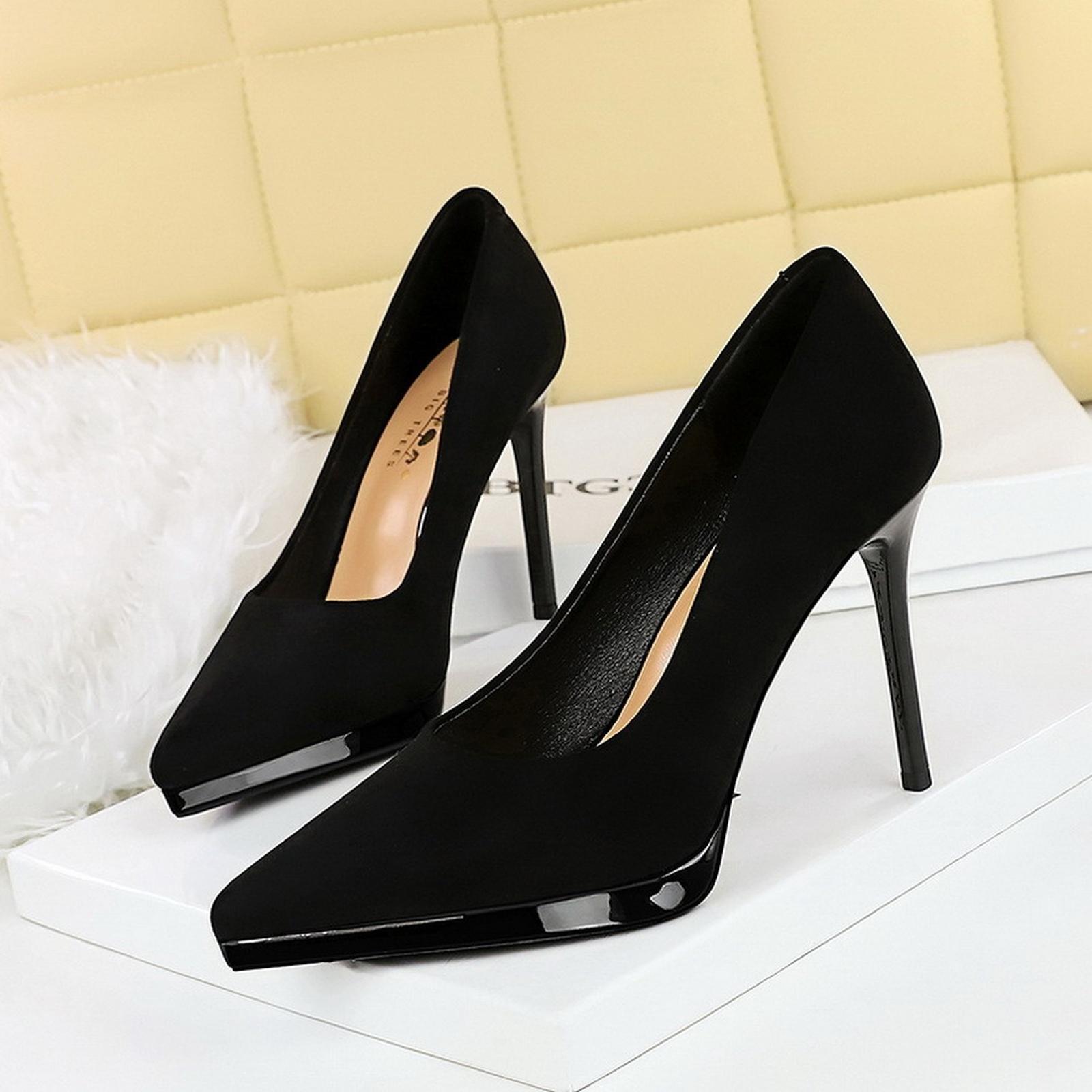 Women s Suede Stiletto Party Pointed Pumps 36