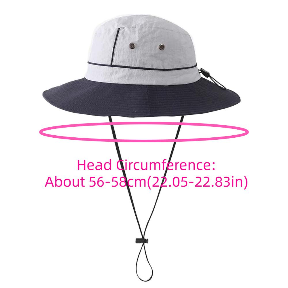 Cowboy Hat Windproof Rope Summer Alpine Hat Portable UPF50+ Women Hiking Cap Wide-Brimmed Cotton Foldable Bucket Cap Men