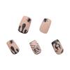 Press on Nails Halloween Square French Tip Fake Nails Mummy and Cobweb Designs Stick on Nail Nude Color Acrylic Nail Halloween Glue on Nails Full