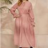 Spring and Autumn Plus Size Women's Dresses Polka Dot Loose Long Sleeve Dress