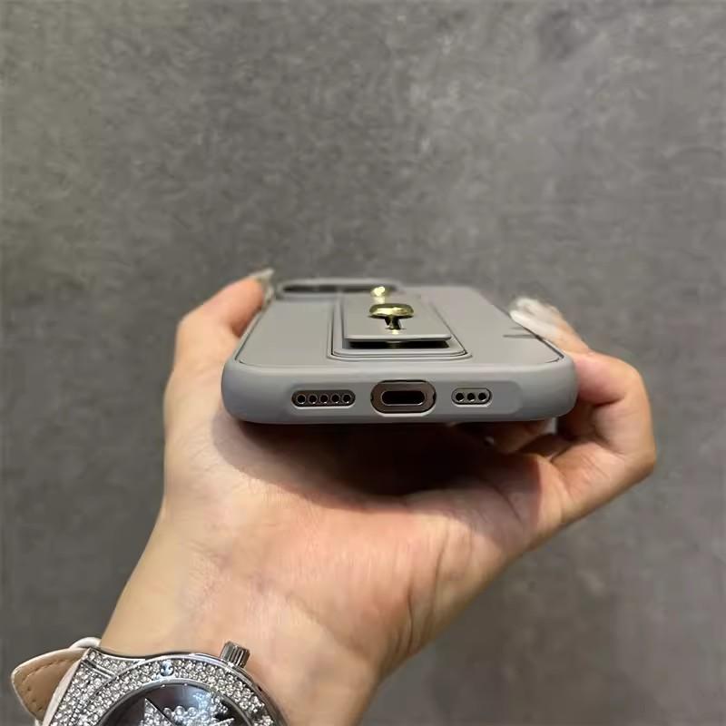 Solid Color Wristband Suitable for Apple 16 ProMax Mobile Phone Case Bracket IPhone 15 Simple All Inclusive Anti Fall Protection