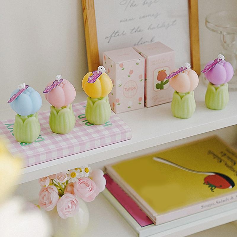 1 ks Luxusní svíčka ze sójového vosku ke Dni učitelů DIY sada DIY vonná svíčka Realistická květinová dekorace Bez kouře Vonná svíčka 7,7x4,5cm