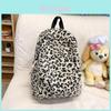 Streetwear Leopard Print Velvet Backpack For Women Casual Travel And School Use