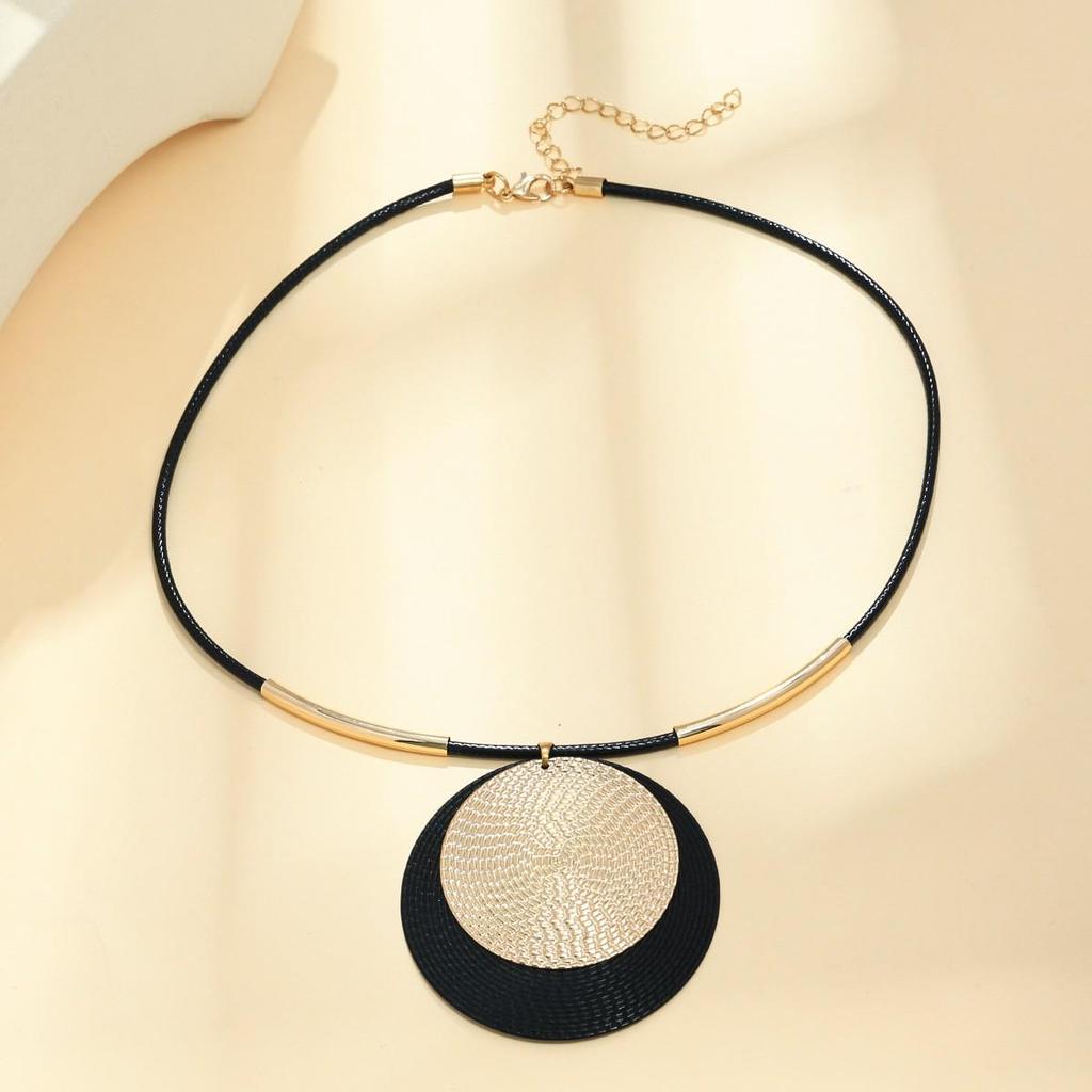 Chic High-End Round Pendant Earring & Necklace Set for Women