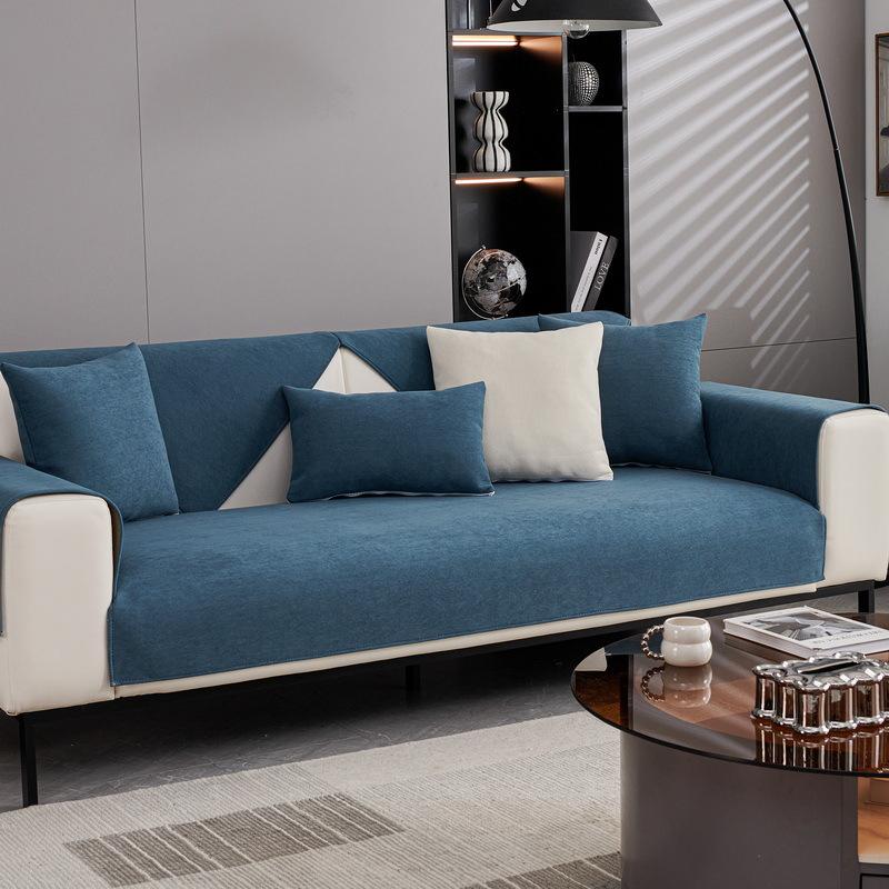 

Light Luxury Sofa Cushion, Universal Non-Slip Seat Cushion For All Seasons, Backrest Towel, Simple Modern Gray Chenille Sofa Cover 70*70cm