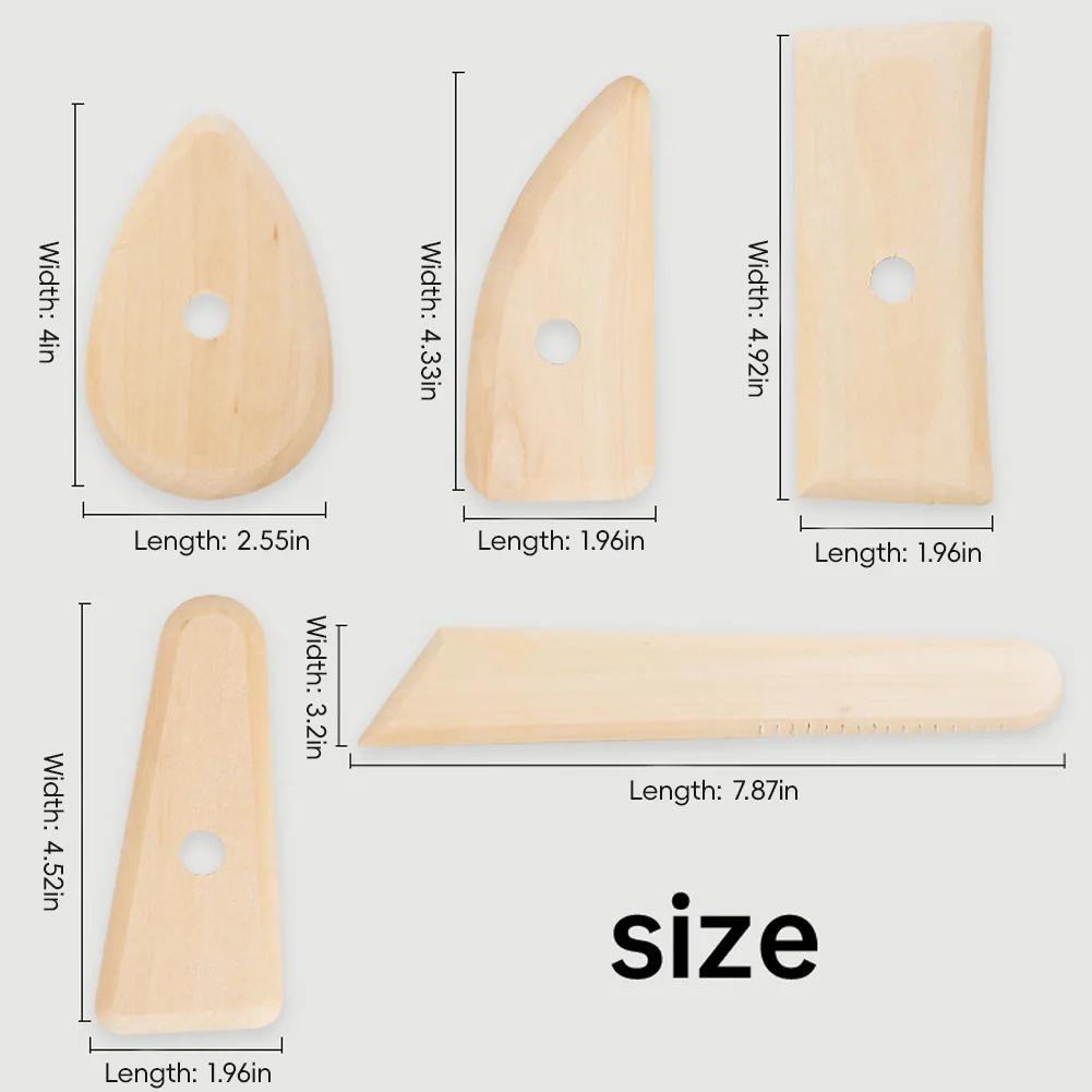 Wooden Pottery Tools Pottery Tool Assortment Pottery Tools Set for Ceramics Clay Carving Shaping 5 Piece Wooden Rib for Ceramic