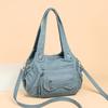 Women's Vintage Leather Shoulder Bag Multi-Zipper Pocket Crossbody Bag with Braided Detail Casual Handbag for  Use for Daily Life and Weekend Outings