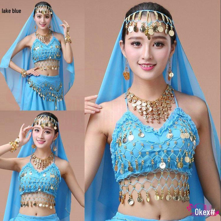 New Style Sexy Lotus Leaf Belly Dance Practice & Performance Top One Size озеро синий