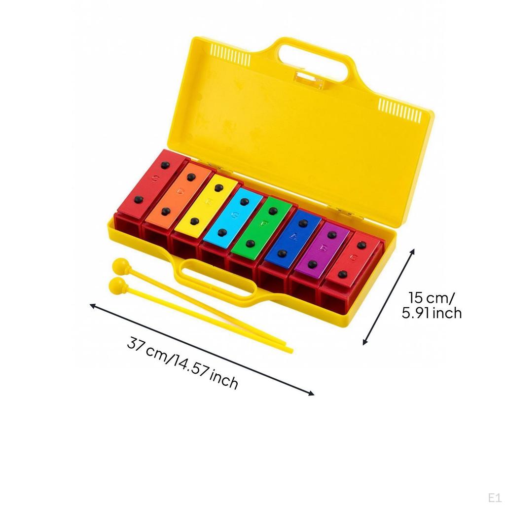 Portable Xylophone with Carrying Case | Bright Colorful Metal Keys, Compact Lightweight