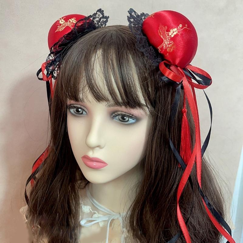 Hair Bun Cover Chinese Style Bowknot Hair Clip Cosplay Barrettes Party Headpieces Masquerades Girl Animes Hair Ornaments
