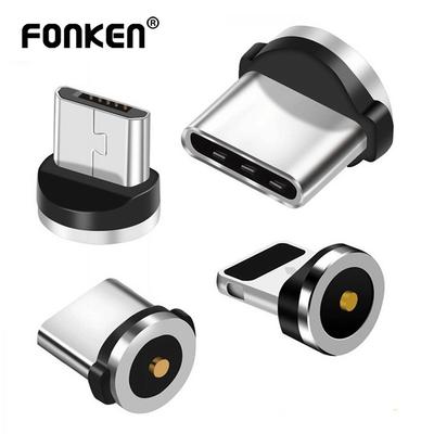 FONKEN 3A runder magnetischer Typ-C / Micro / iPhone-Anschlussstecker, geeignet für rundes Schnelllade-Magnetkabel